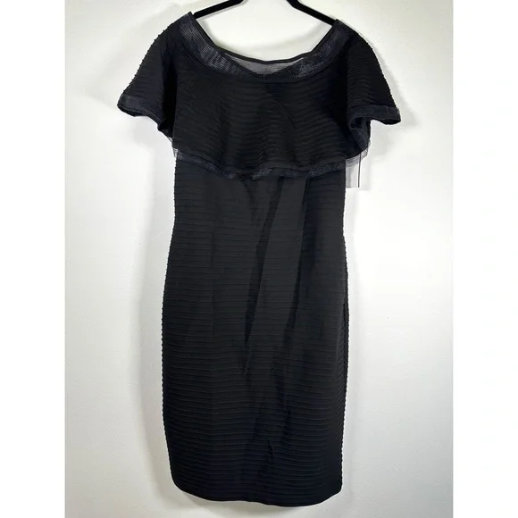 NWT $319 Tadashi Shoji Tabora Off The Shoulder Little Black Dress Size Medium - Picture 5 of 15